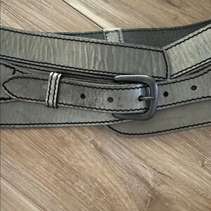Linea Pelle Wide Gray Leather Waist Belt S